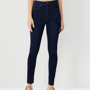 Ann Taylor Sculpting Pocket Highest Rise Skinny Jeans in classic dark indigo
